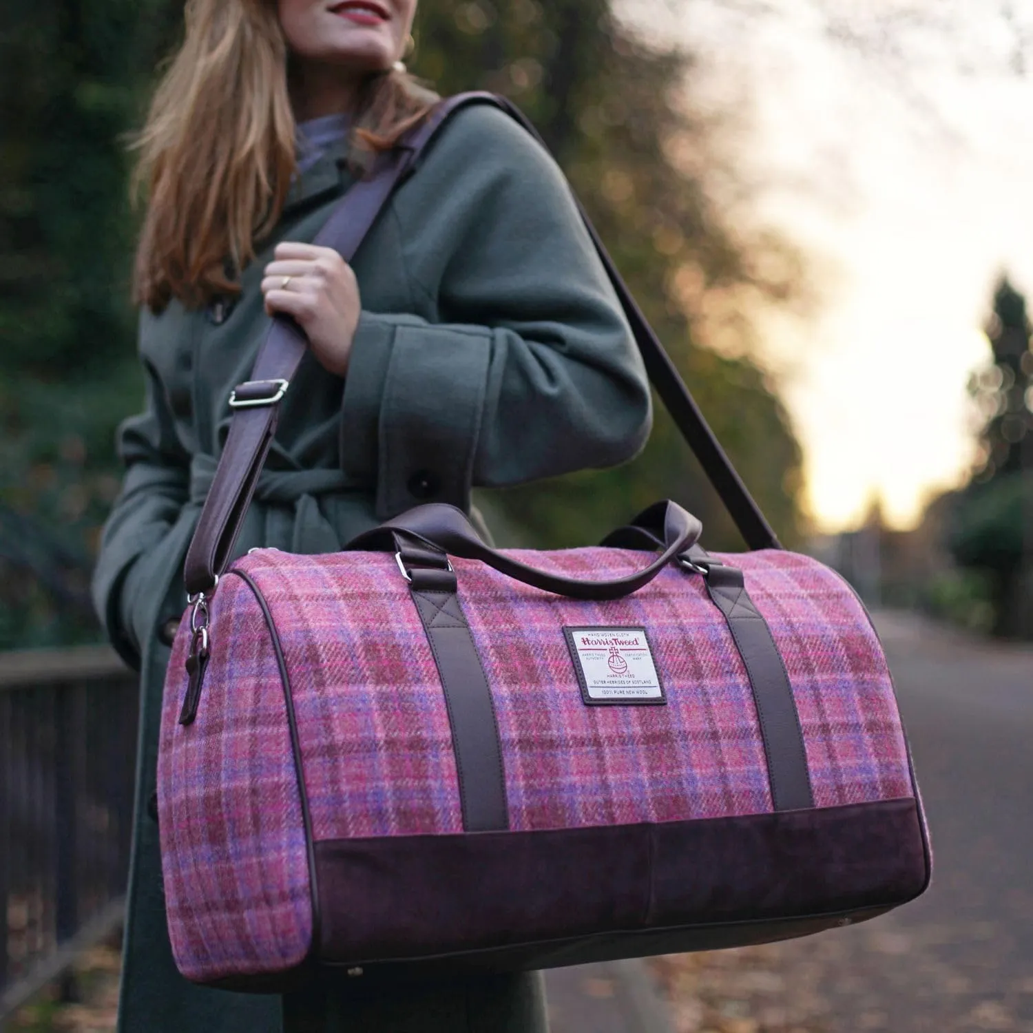 Weekend Bag - Genuine Harris Tweed Made in Scotland - Cabin-Approved Duffle - Tartan Travel Companion - Unisex Hand Luggage - Multicoloured check