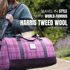 Weekend Bag - Genuine Harris Tweed Made in Scotland - Cabin-Approved Duffle - Tartan Travel Companion - Unisex Hand Luggage - Multicoloured check
