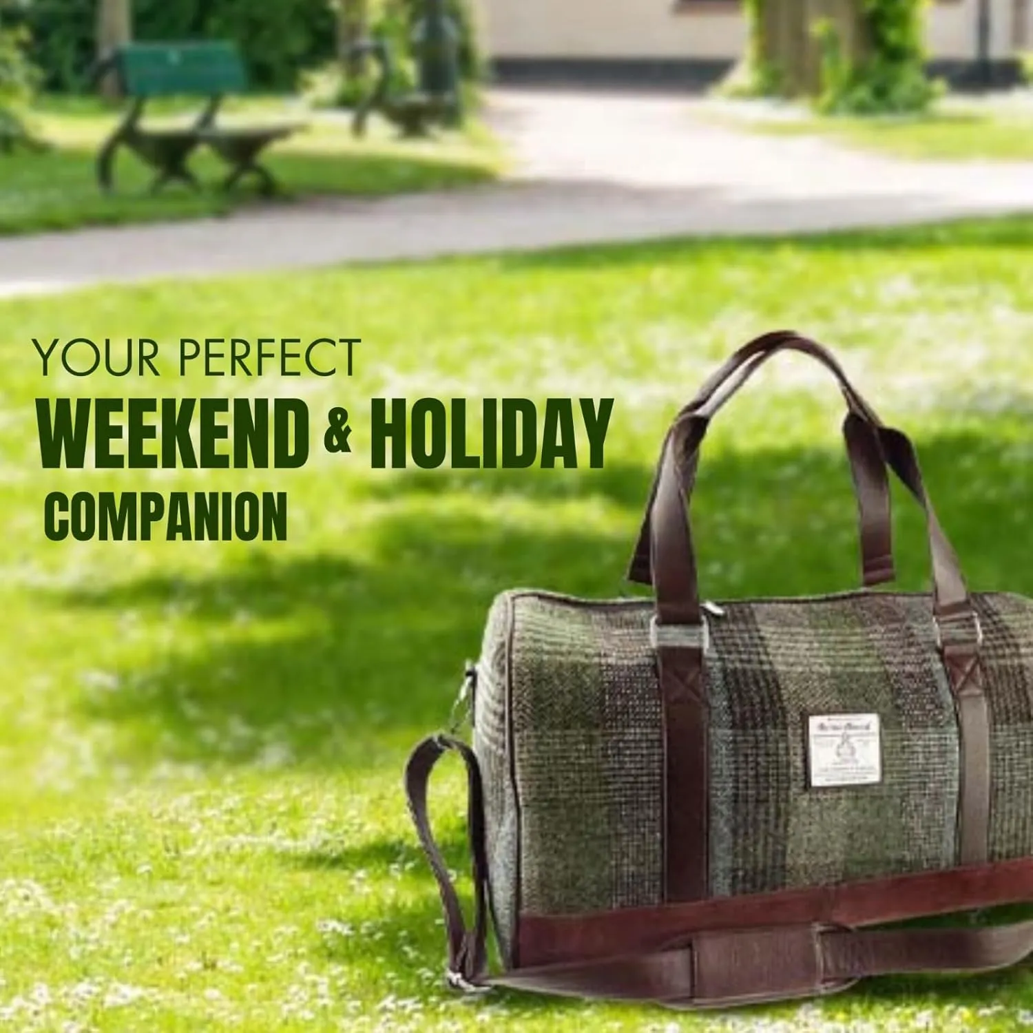 Weekend Bag - Genuine Harris Tweed Made in Scotland - Cabin-Approved Duffle - Tartan Travel Companion - Unisex Hand Luggage - Multicoloured check