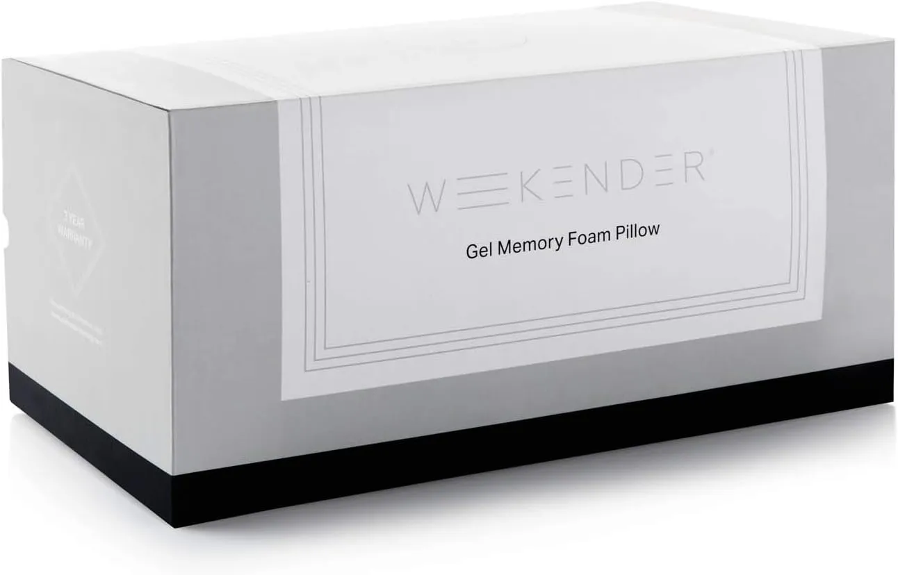 WEEKENDER Gel Memory Foam Pillow - Standard Size - 1-Pack - Medium Plush Feel - Neck & Shoulder Support - For Back, Side, & Stomach Sleepers - Home, Hotel, & Hospital Essentials