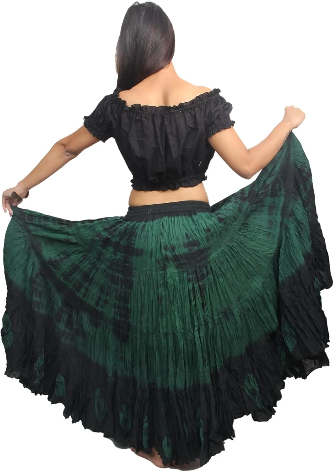 Wevez Women's 25 Yard Casual High Waist Long Maxi Skirt with Elastic Waistband Flared Cotton Skirts for Women