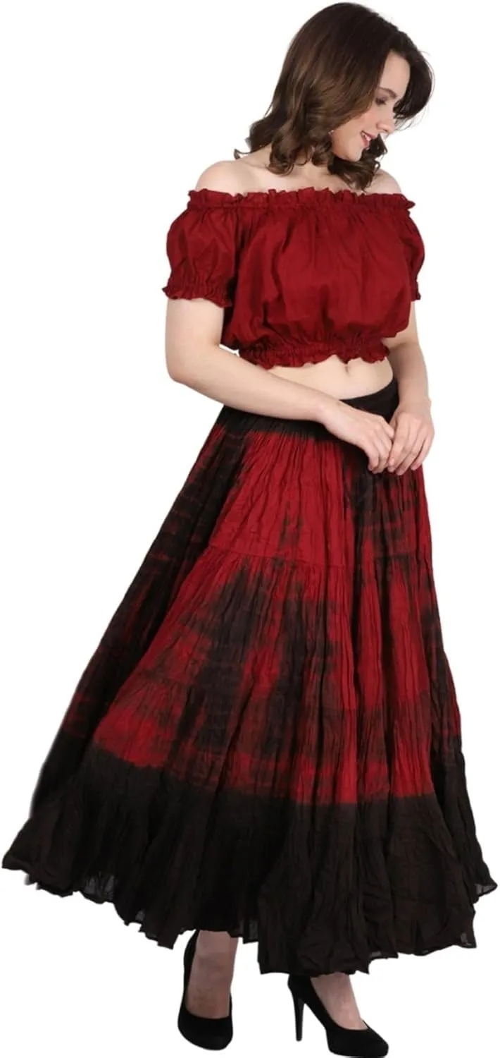 Wevez Women's 25 Yard Casual High Waist Long Maxi Skirt with Elastic Waistband Flared Cotton Skirts for Women
