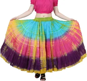 Wevez Women's 25 Yard Casual High Waist Long Maxi Skirt with Elastic Waistband Flared Cotton Skirts for Women