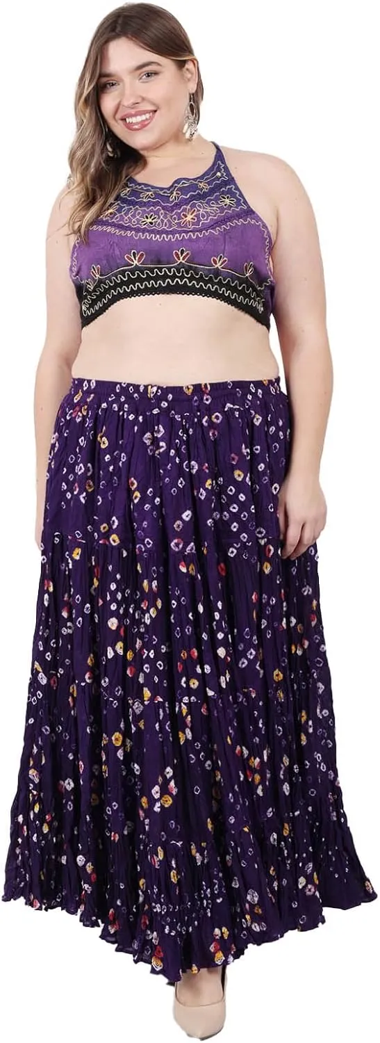 Wevez Women’s 25 Yard Polka Dot Pleated Belly Dance Jaipur Leopard Print Skirt