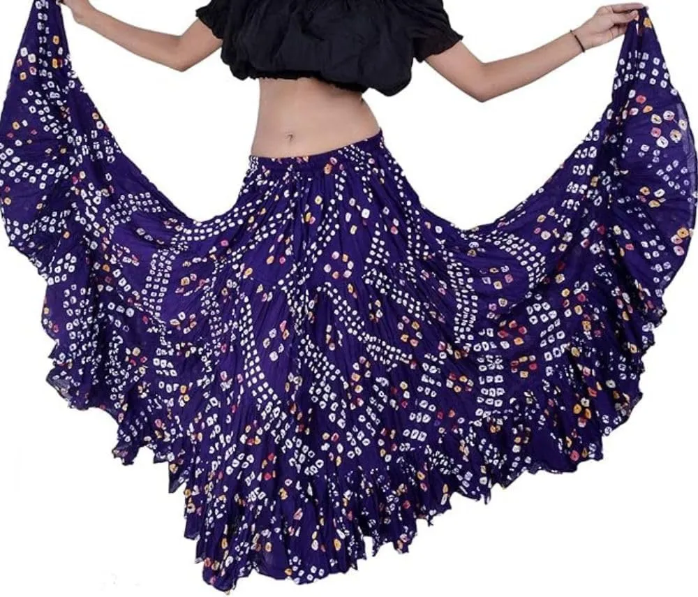 Wevez Women’s 25 Yard Polka Dot Pleated Belly Dance Jaipur Leopard Print Skirt
