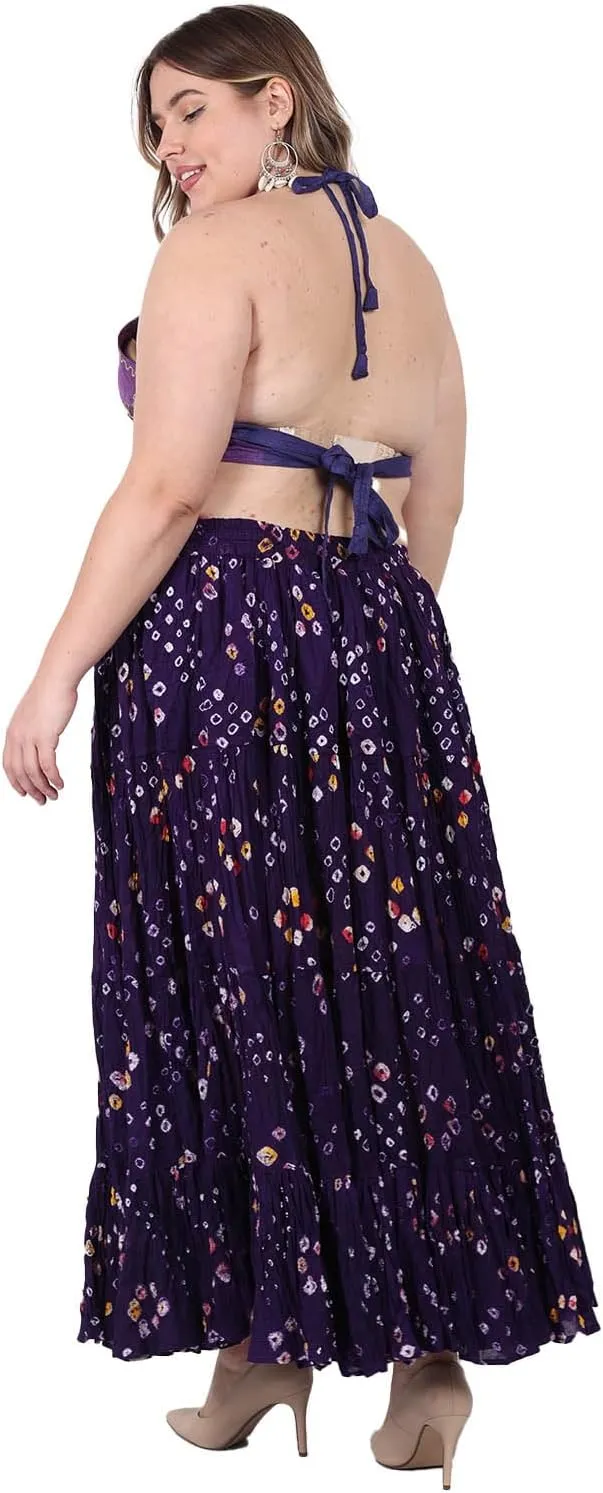 Wevez Women’s 25 Yard Polka Dot Pleated Belly Dance Jaipur Leopard Print Skirt