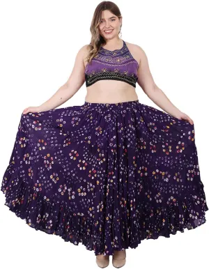 Wevez Women’s 25 Yard Polka Dot Pleated Belly Dance Jaipur Leopard Print Skirt