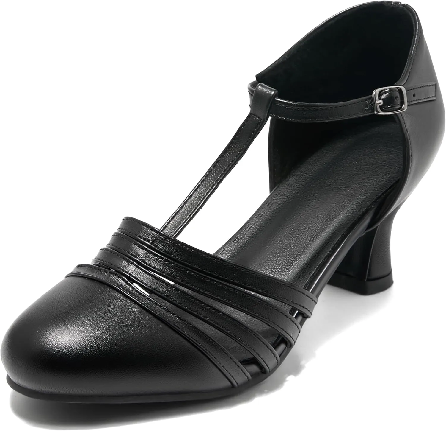 Women 1920s Shoes T-Strap Dance Pumps for Latin Salsa Ballroom Character Shoe Kitten Heel