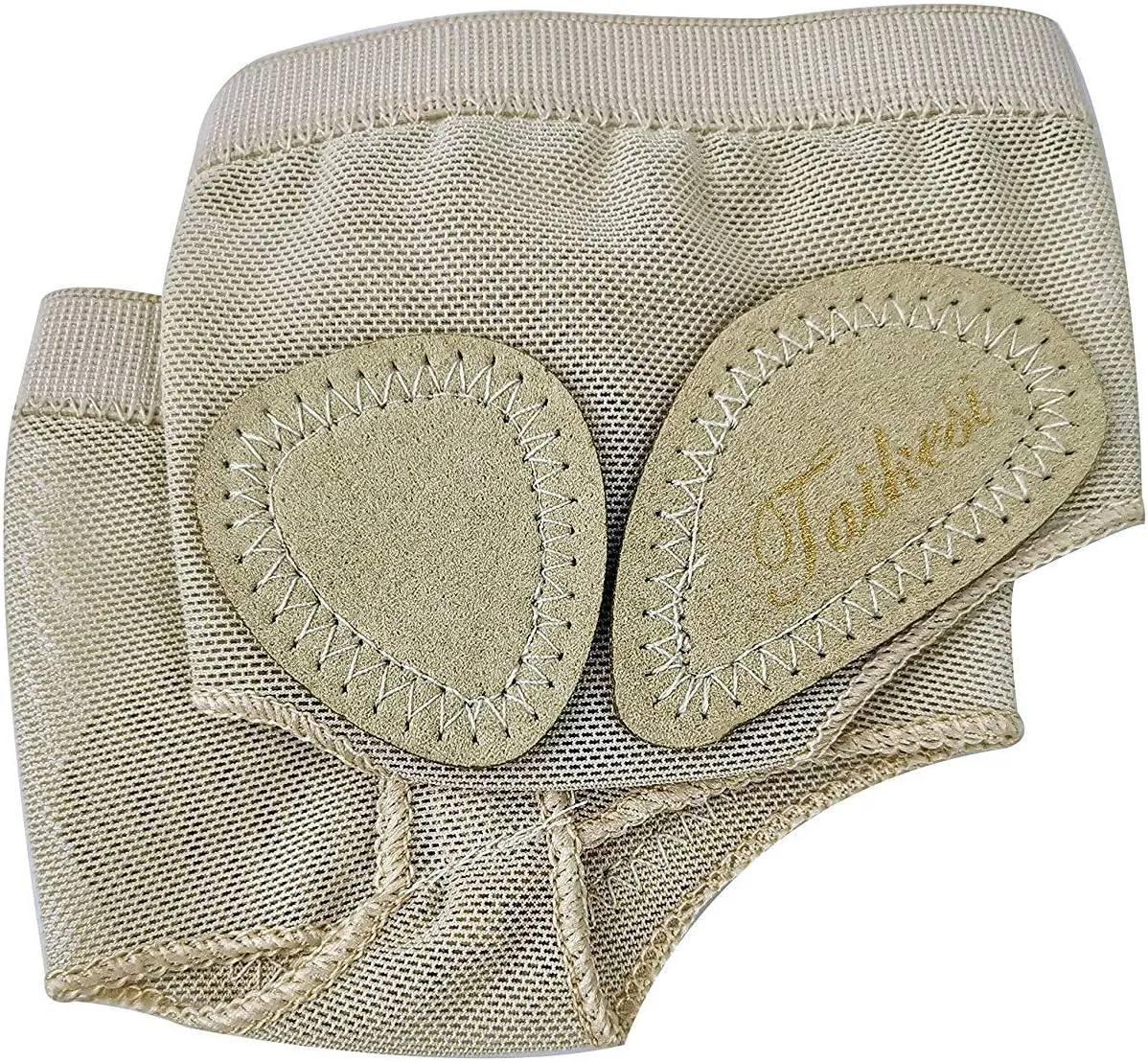 Women Lyrical Shoes Foot Thong Dance Paw Half Sole Foot Toe Undies (Black&Nude)