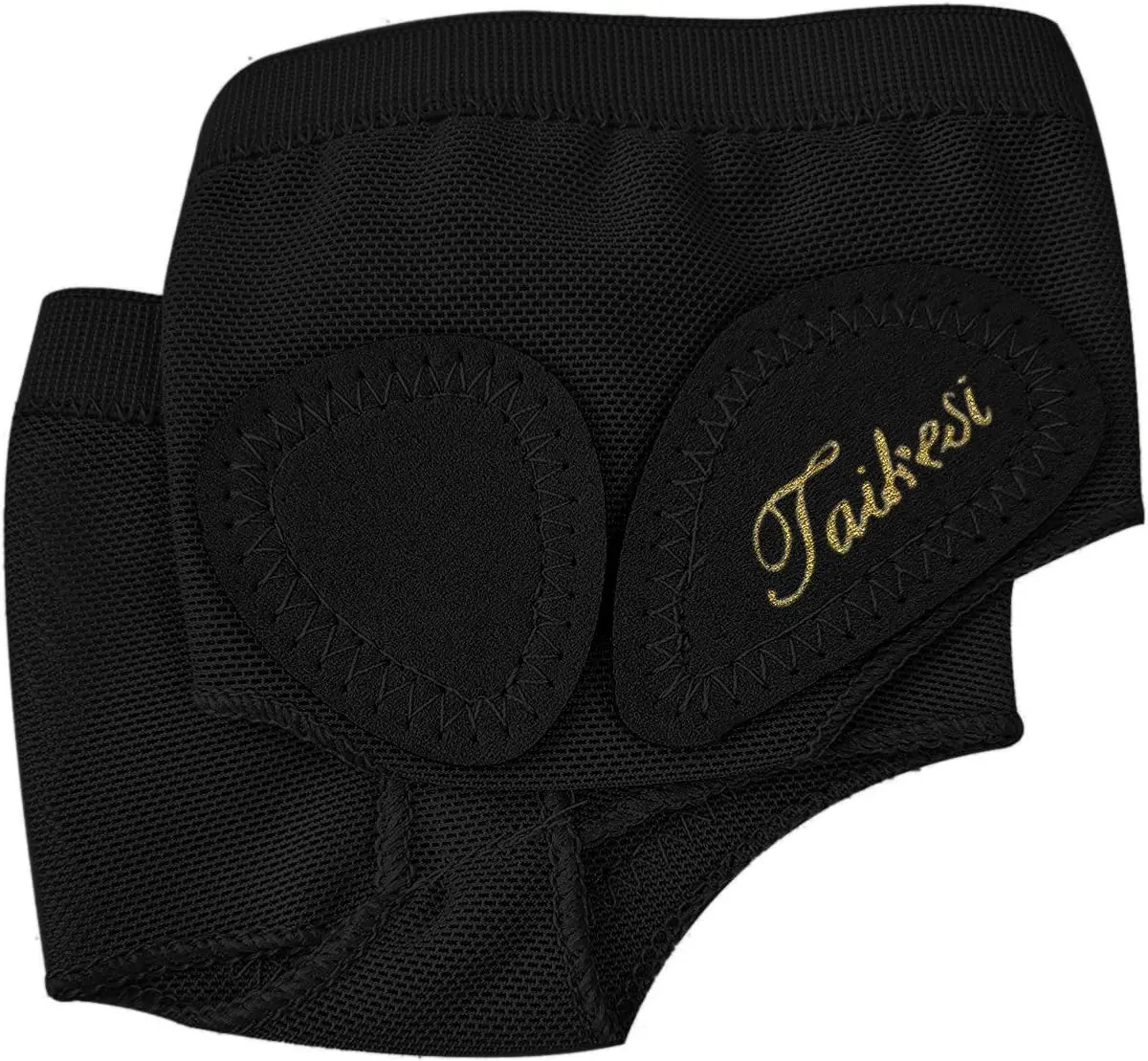 Women Lyrical Shoes Foot Thong Dance Paw Half Sole Foot Toe Undies (Black&Nude)