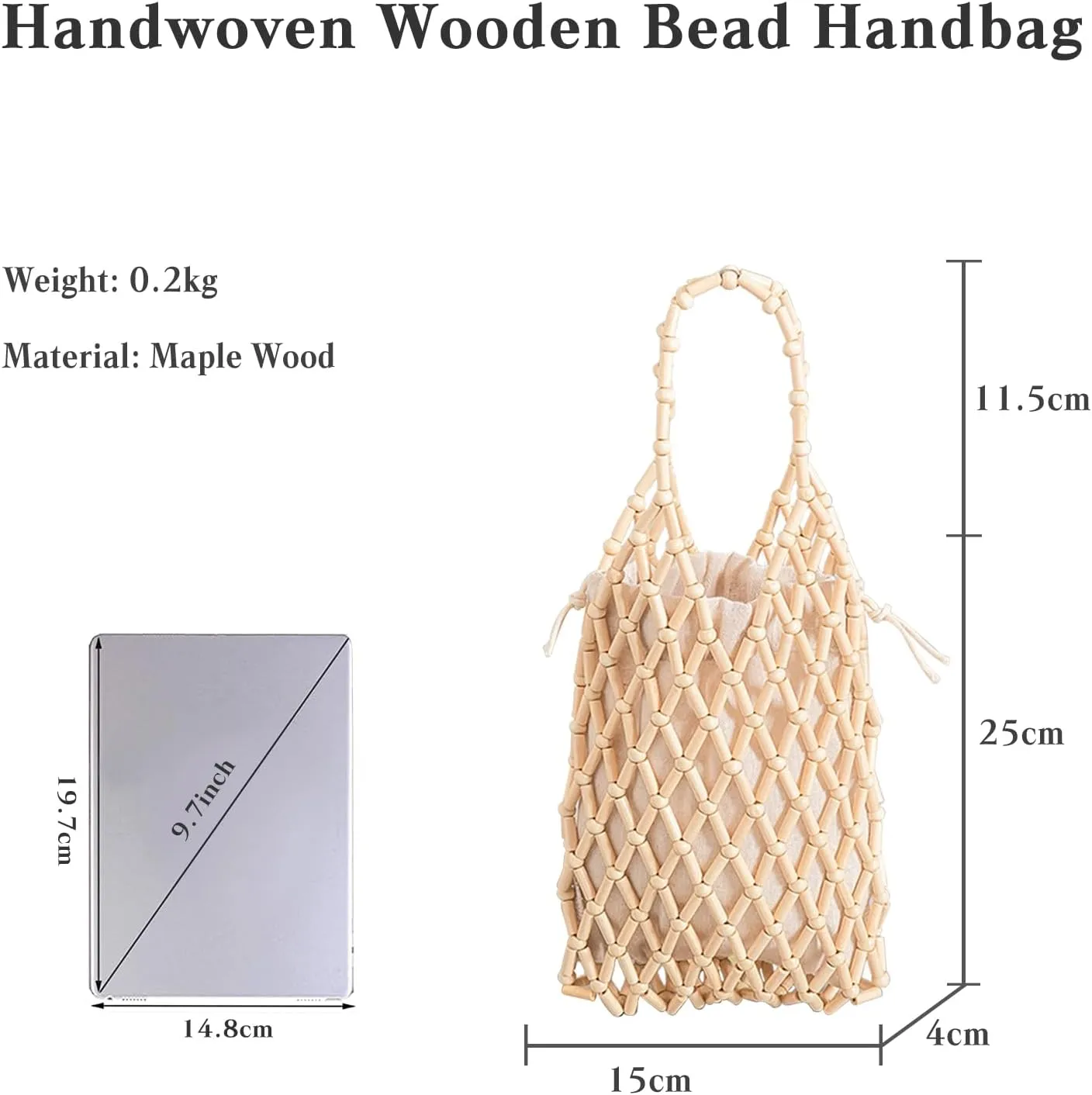 Women Mini Tote Bag Handmade Woven Bucket Bag Drawstring Handbag Summer Beach Bag Bohemian Clutch Bag Top-handle Bag