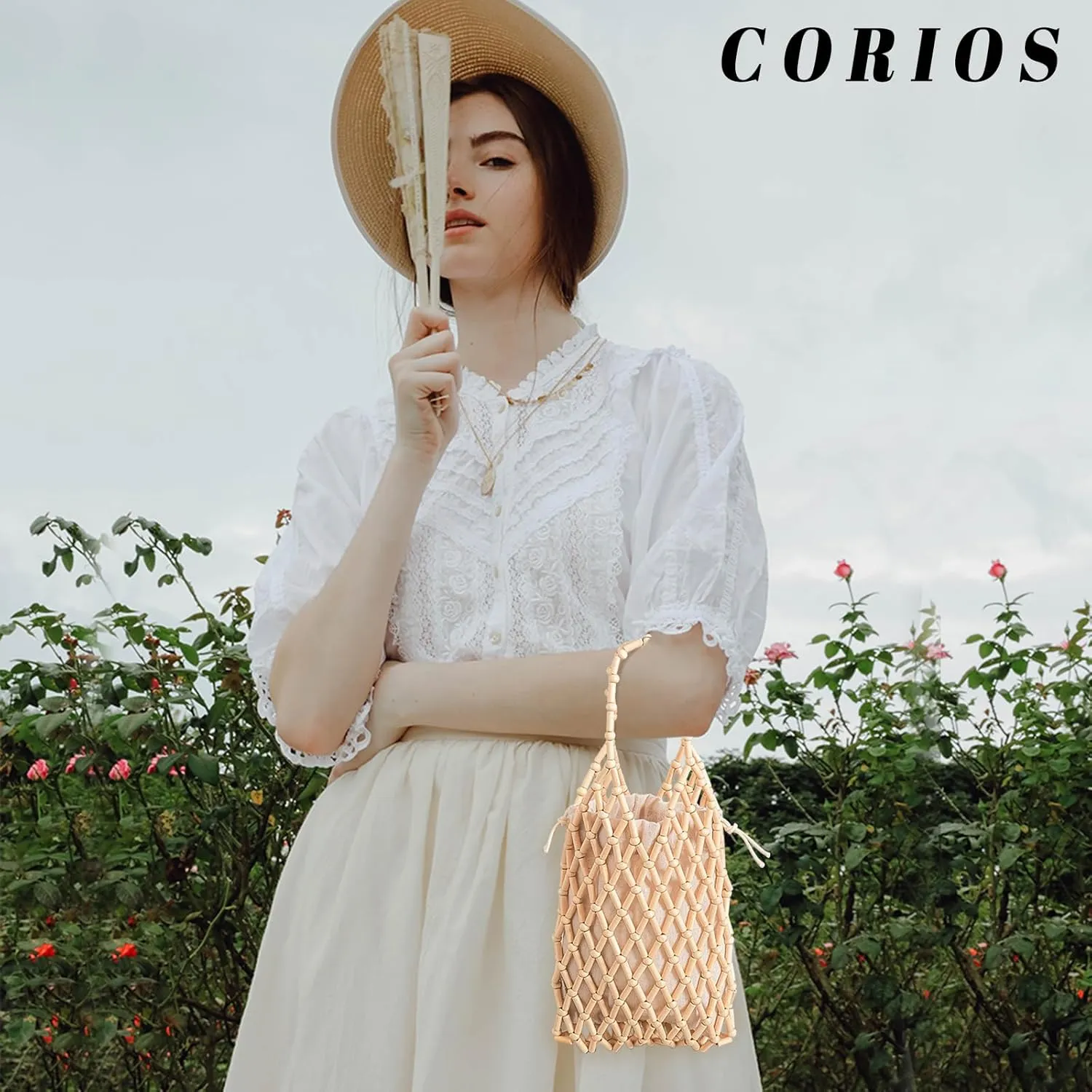 Women Mini Tote Bag Handmade Woven Bucket Bag Drawstring Handbag Summer Beach Bag Bohemian Clutch Bag Top-handle Bag