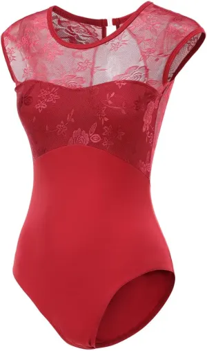 Women Short Sleeve Ballet Leotards for Adult Dance Gymnastics Bodysuit