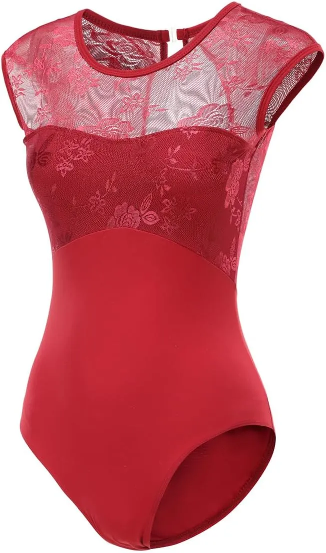 Women Short Sleeve Ballet Leotards for Adult Dance Gymnastics Bodysuit