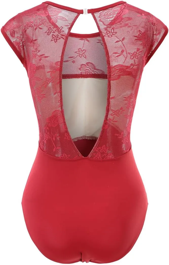Women Short Sleeve Ballet Leotards for Adult Dance Gymnastics Bodysuit