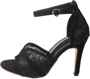 Women Stiletto Shoes, Lace Mesh Open Toe Ballroom Performance Practice Dance Shoes Latin
