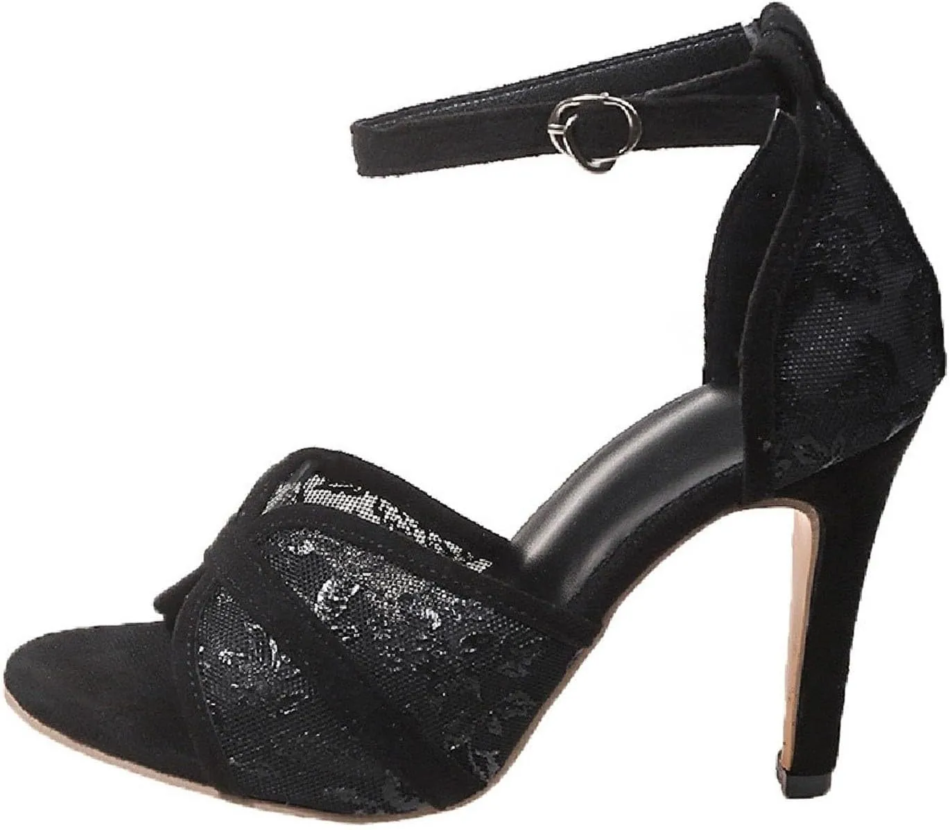Women Stiletto Shoes, Lace Mesh Open Toe Ballroom Performance Practice Dance Shoes Latin