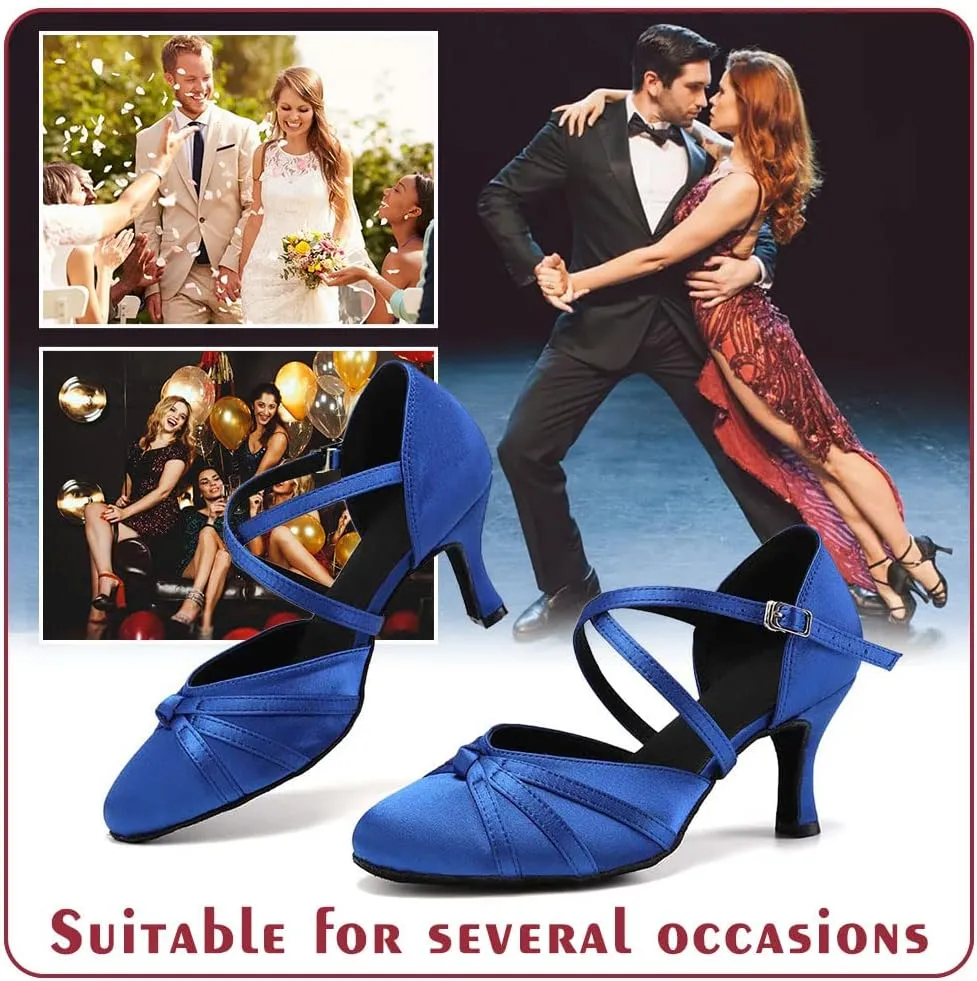 Women's Ballroom Dance Shoes Closed Toe Latin Salsa Ladies Waltz Social Dancing Heels Shoes
