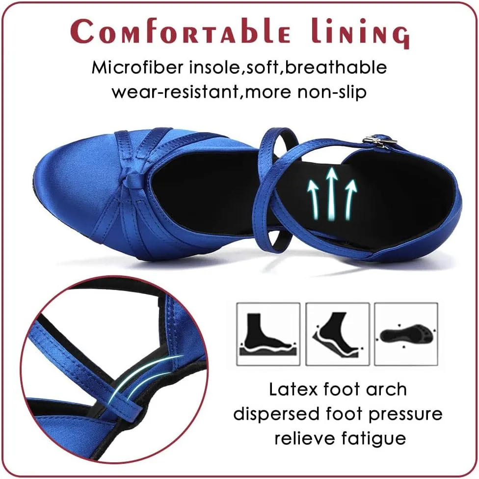 Women's Ballroom Dance Shoes Closed Toe Latin Salsa Ladies Waltz Social Dancing Heels Shoes