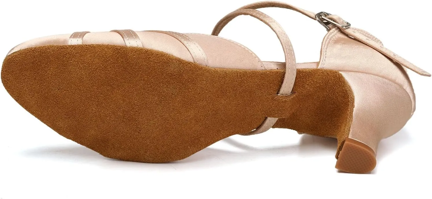 Women's Ballroom Dance Shoes Closed Toe Latin Salsa Ladies Waltz Social Dancing Heels Shoes