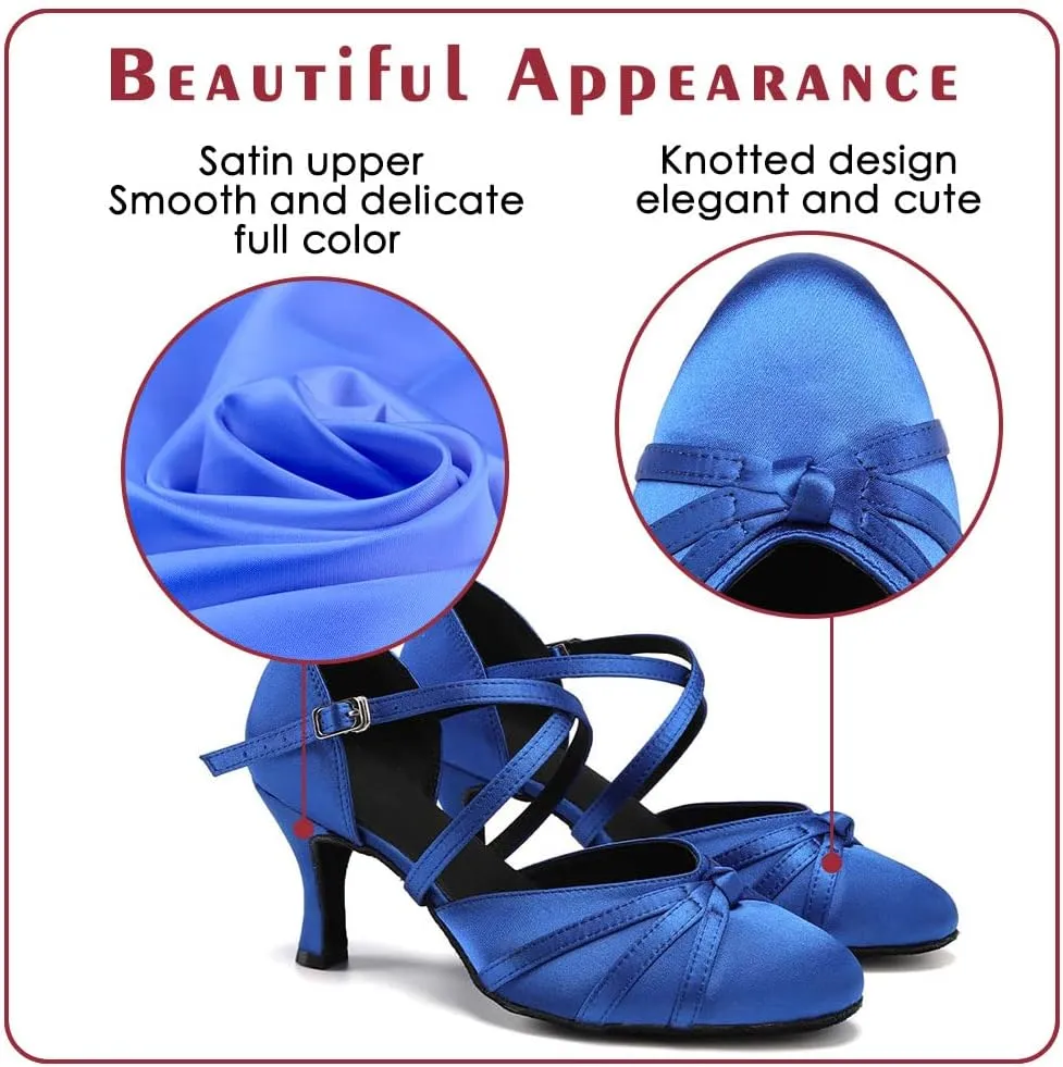 Women's Ballroom Dance Shoes Closed Toe Latin Salsa Ladies Waltz Social Dancing Heels Shoes