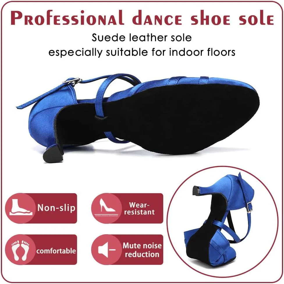 Women's Ballroom Dance Shoes Closed Toe Latin Salsa Ladies Waltz Social Dancing Heels Shoes