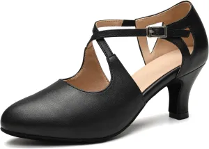 Women's Cross Strap Character Shoes Non-Slip Latin Salsa Dance Shoes Ballroom Performence Dancing Shoes