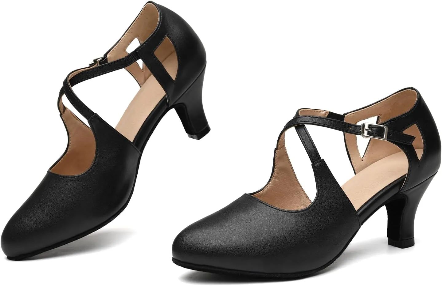 Women's Cross Strap Character Shoes Non-Slip Latin Salsa Dance Shoes Ballroom Performence Dancing Shoes