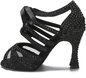 Women's Dance Shoes - Tango Rumba Latin Ballroom Sandals, Soft Sole Wedding Shoes, 10CM/3.9Inch Heel Height