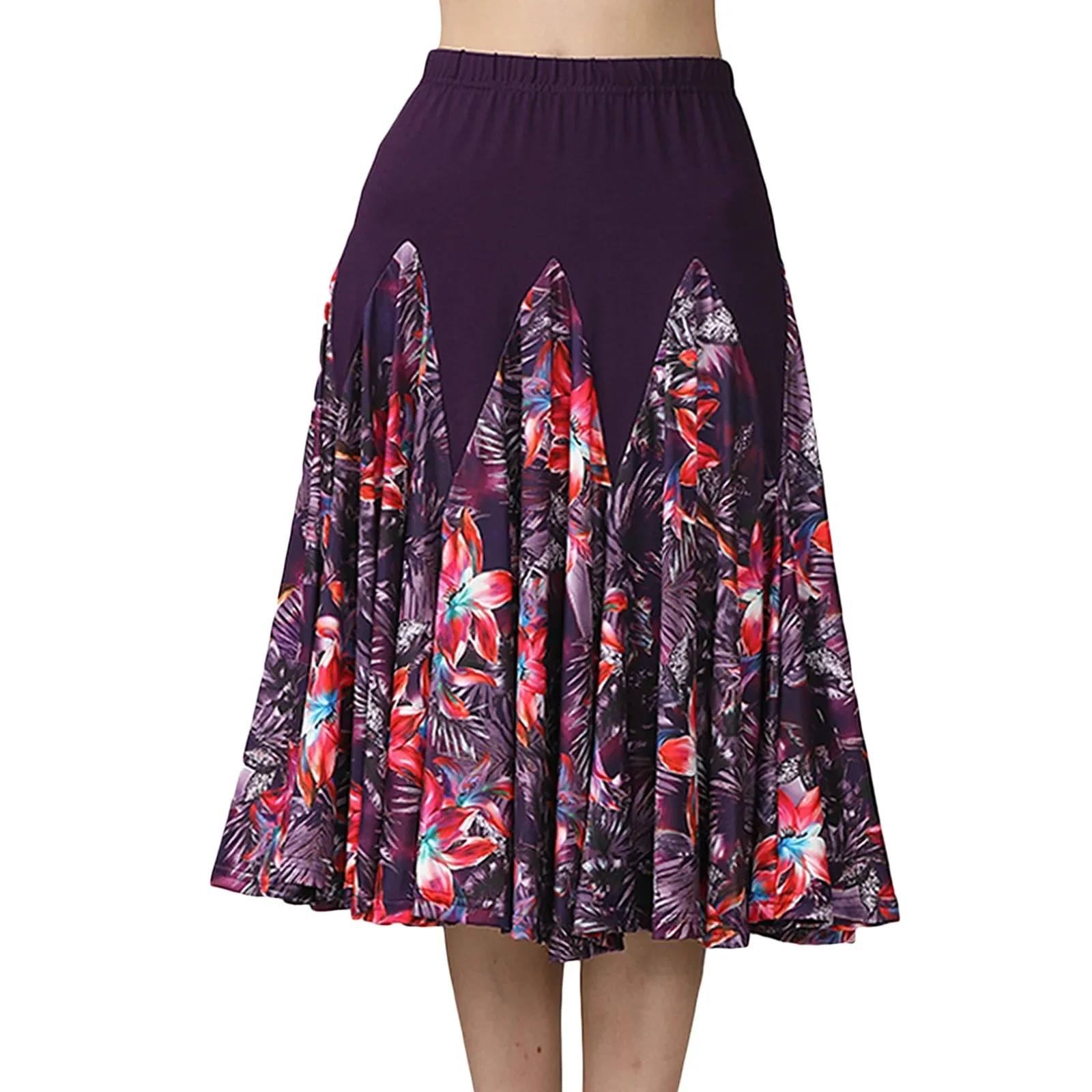 Women's Elegant Latin Ballroom Dance Skirt - Long Swing, Floral, Tango Waltz, Cha Cha Party Dress