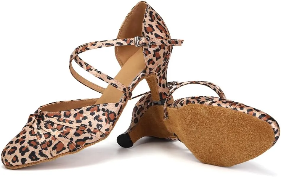 Women's Latin Ballroom Dance Shoes Closed Toe Salsa Waltz Tango Performance Dancing Practice Shoes