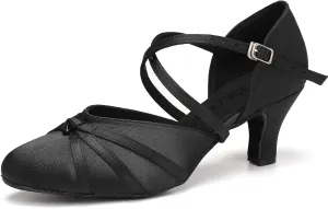 Women's Latin Ballroom Dance Shoes Closed Toe Salsa Waltz Tango Performance Dancing Practice Shoes
