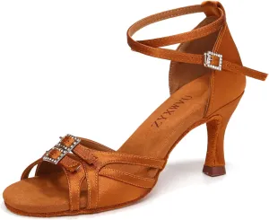 Women's Latin Ballroom Dance Shoes Satin Salsa Professiona Dance Shoes Suede Sole