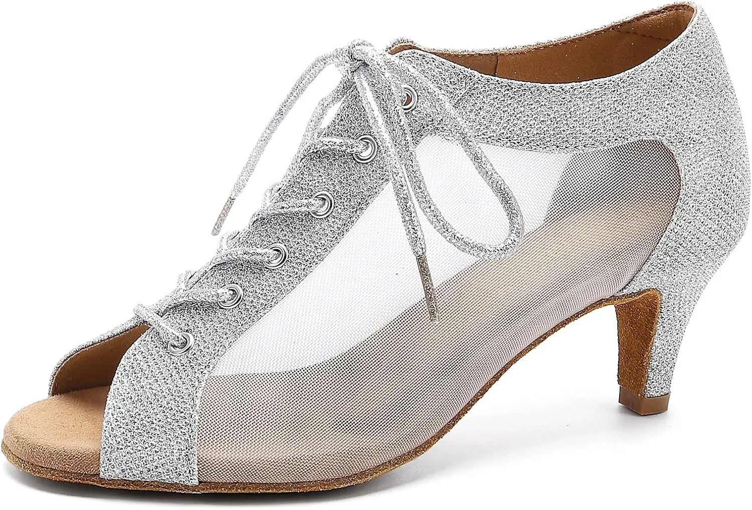 Women's Latin Dance Shoes 2.3" Glitter Ballroom Shoes Professional Dance Shoes Lace-up Dancing Heels for Salsa Tango Flamenco Latin Jazz