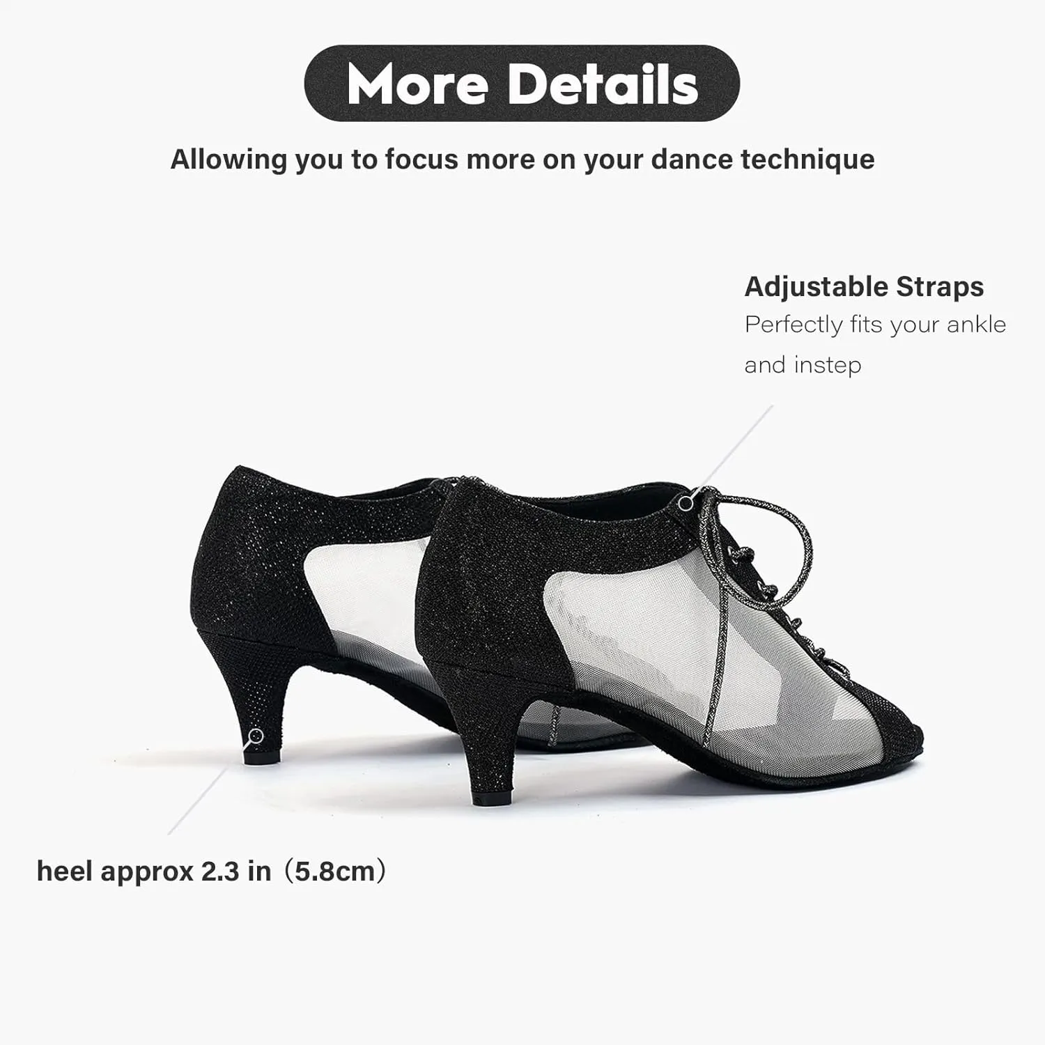 Women's Latin Dance Shoes 2.3" Glitter Ballroom Shoes Professional Dance Shoes Lace-up Dancing Heels for Salsa Tango Flamenco Latin Jazz
