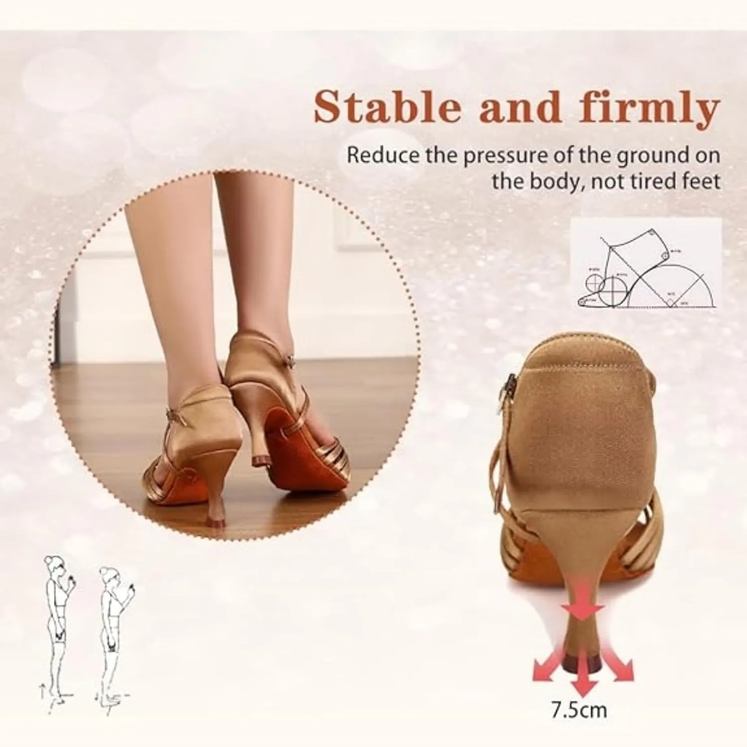 Women's Latin Dance Shoes Satin Open Toe Professional Ballroom Salsa Practice Performance Dancing Shoes Suede Sole