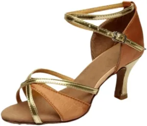 Women's Latin Dance Shoes Satin Professional Ballroom Salsa Practice Performance Dance Shoes,Adjustable Crisscross Ankle Straps Match Quick Release Buckle.