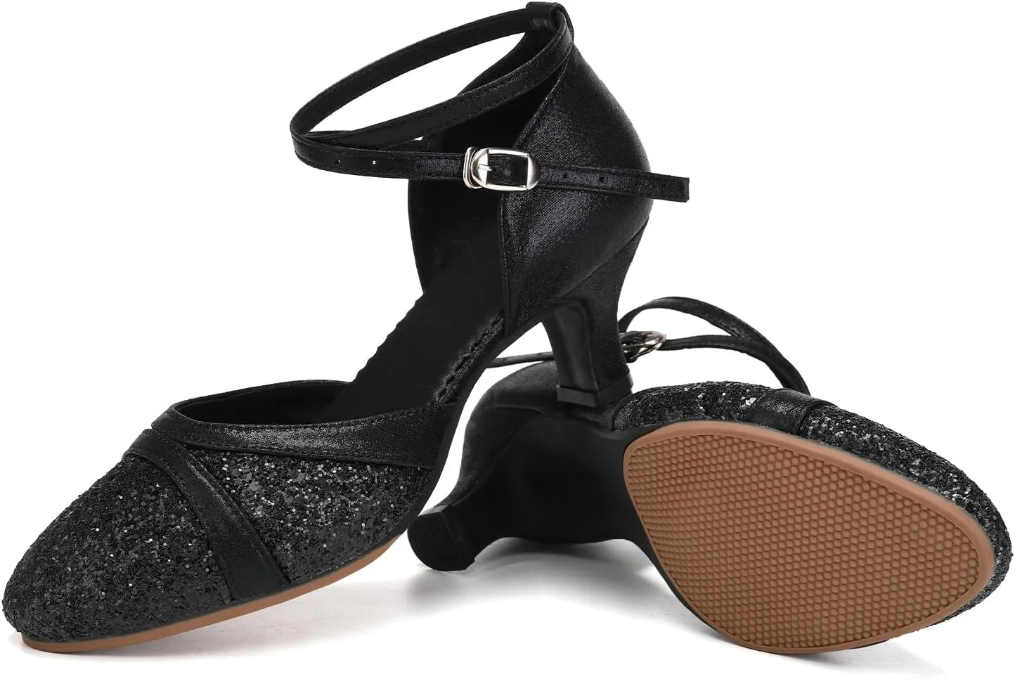 Women's Latin Dance Shoes Sequin Closed Toe Ballroom Salsa Practice Performance Dance Shoes