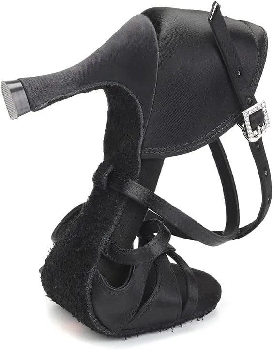 Women's Latin Dance Shoes Silk Open Toe Professional Ballroom Salsa Tango Performance Dance Heels