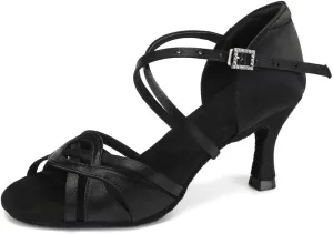 Women's Latin Dance Shoes Silk Open Toe Professional Ballroom Salsa Tango Performance Dance Heels
