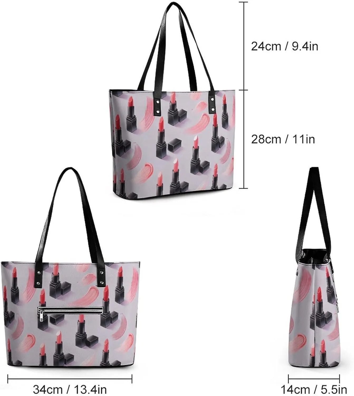 Women's Leather Tote Bag Fashion Handbag for Work Travel Shopping Daily Use Large Capacity Shoulder Purse