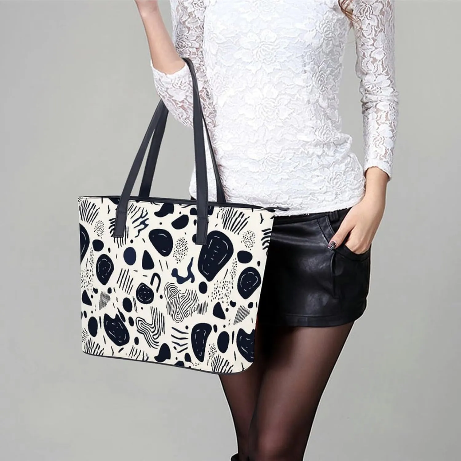 Women's Leather Tote Bag Fashion Handbag for Work Travel Shopping Daily Use Large Capacity Shoulder Purse