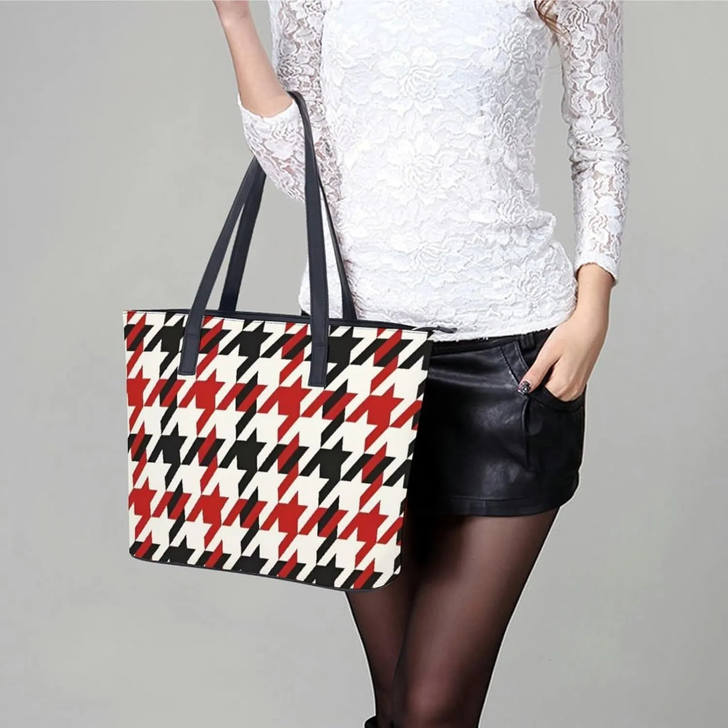 Women's Leather Tote Bag Fashion Handbag for Work Travel Shopping Daily Use Large Capacity Shoulder Purse