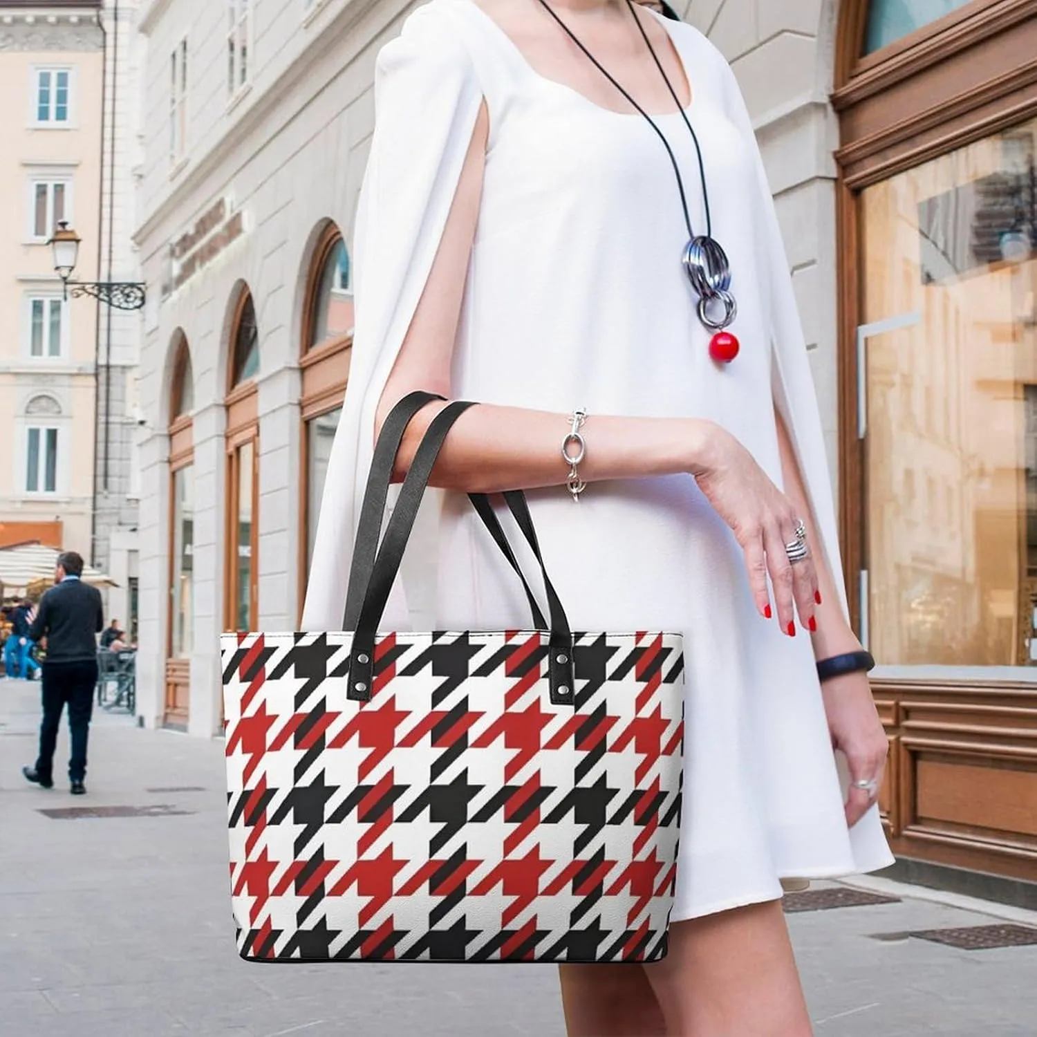 Women's Leather Tote Bag Fashion Handbag for Work Travel Shopping Daily Use Large Capacity Shoulder Purse