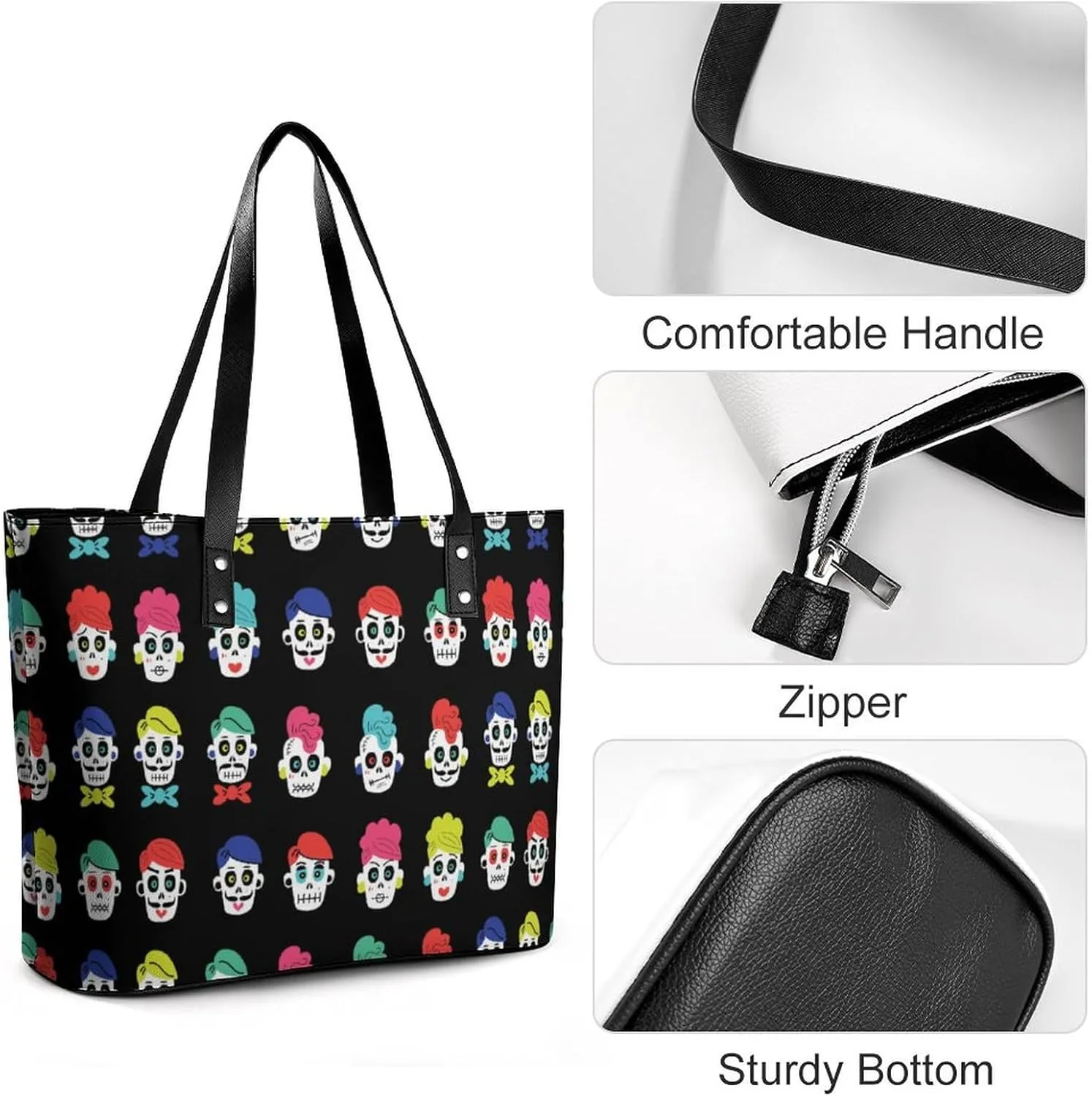 Women's Leather Tote Bag Fashion Handbag for Work Travel Shopping Daily Use Large Capacity Shoulder Purse