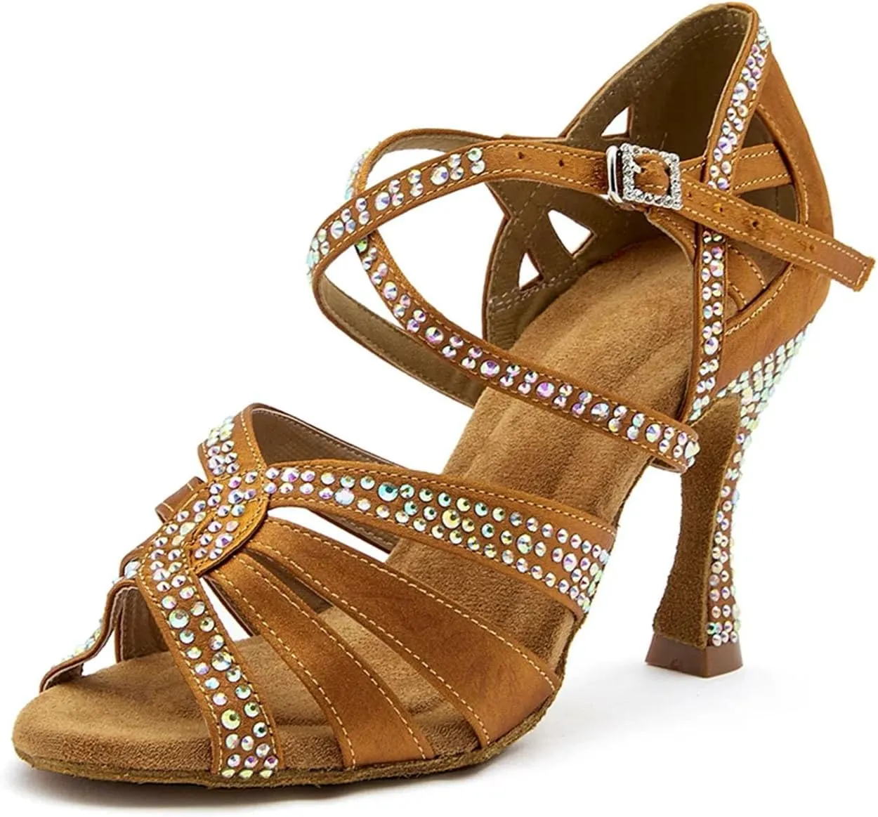 Women's Open-Toe Latin Dance Shoes - Stylish Ballroom Salsa Tango Heels, 5CM/2Inch Heel Height