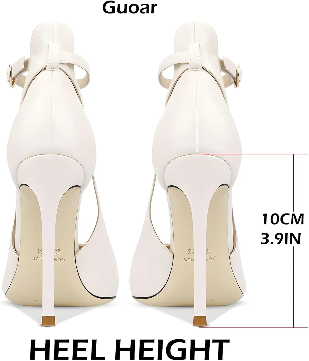Women's Pointed 3.9 Inch Ankle Strap High Heels Hollow Pumps Wedding Party Dance Dinner Shoes