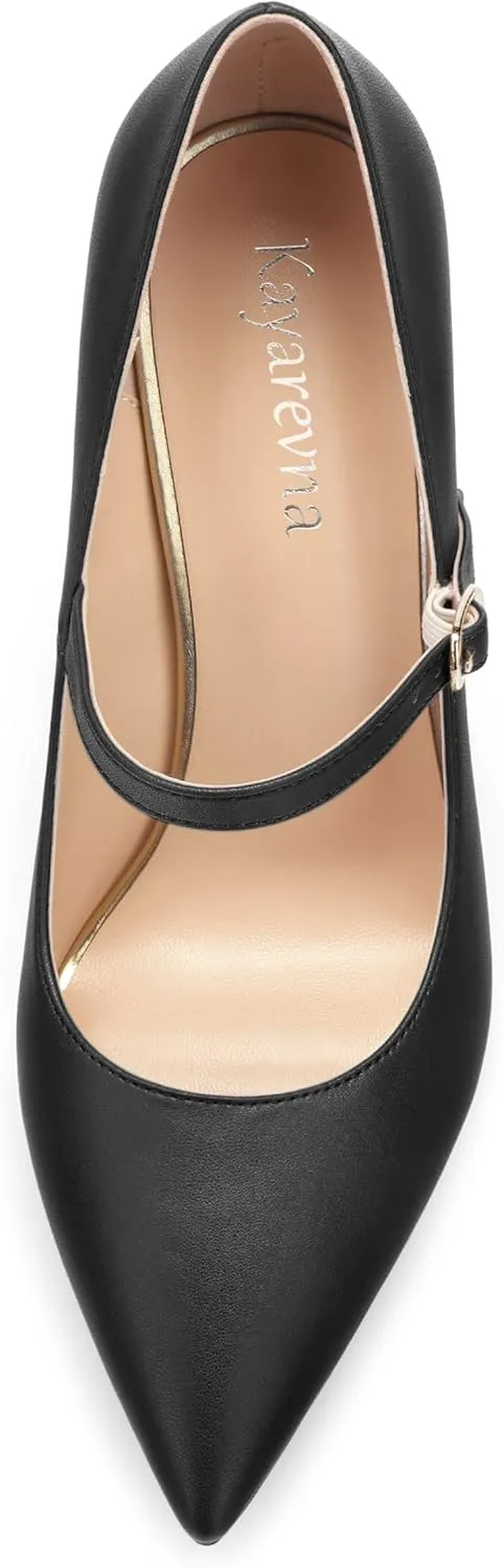 Women's Pumps Heels, Pointed Toe Tuxedo Solid Pumps, Fashion Backstrap Pumps Shoes for Women