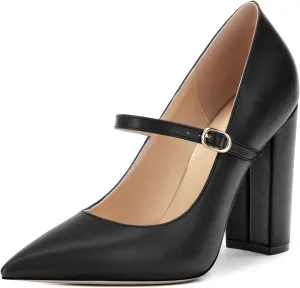 Women's Pumps Heels, Pointed Toe Tuxedo Solid Pumps, Fashion Backstrap Pumps Shoes for Women