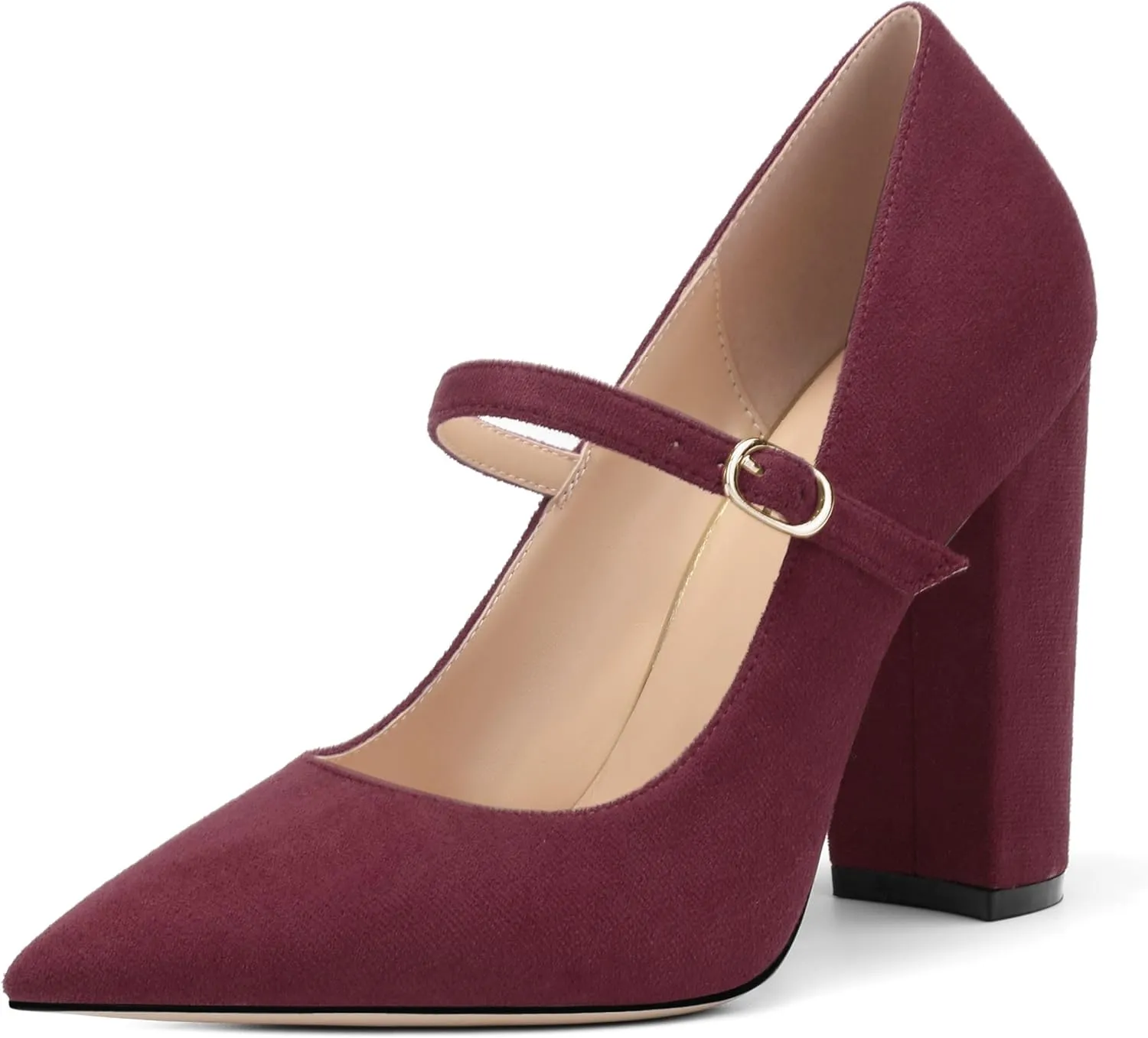 Women's Pumps Heels, Pointed Toe Tuxedo Solid Pumps, Fashion Backstrap Pumps Shoes for Women
